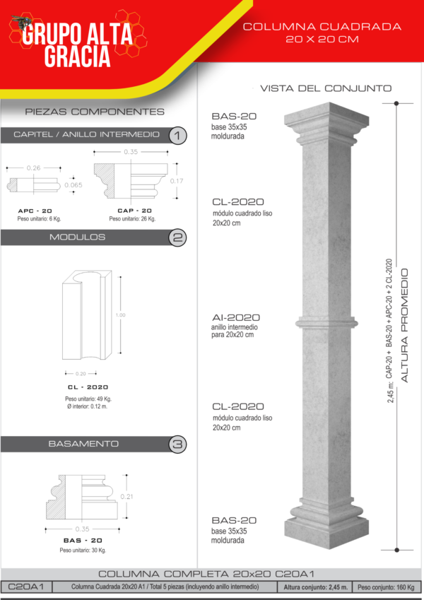 Columna Cuadrada 20x20 cm (C15A1) - Image 2