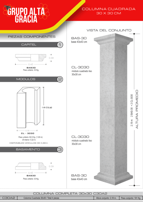 Columna Cuadrada 30x30 cm (C30A2) - Image 2