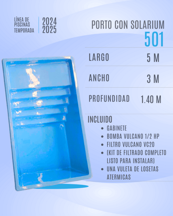 Pileta Porto 501 CON SOLARIUM