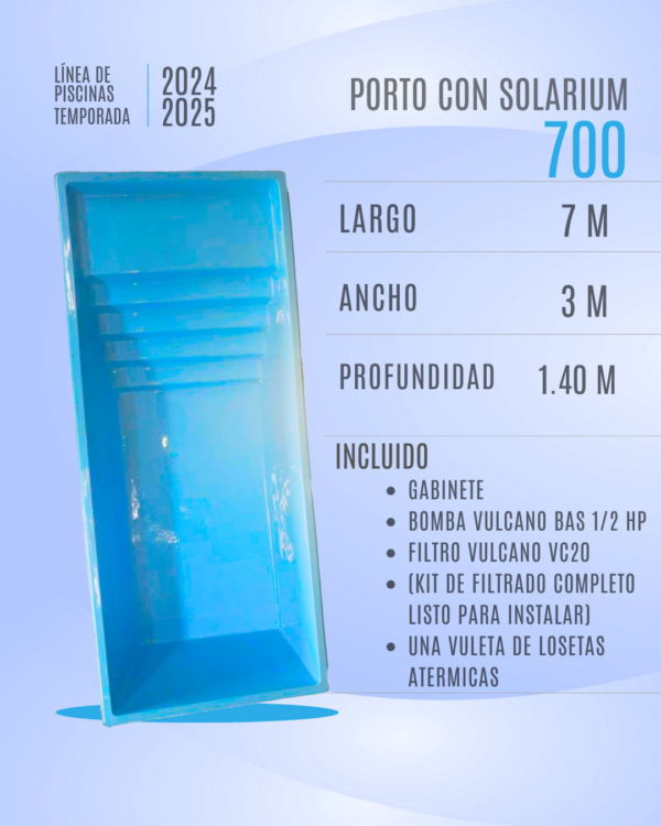 Pileta Porto 700 CON SOLARIUM